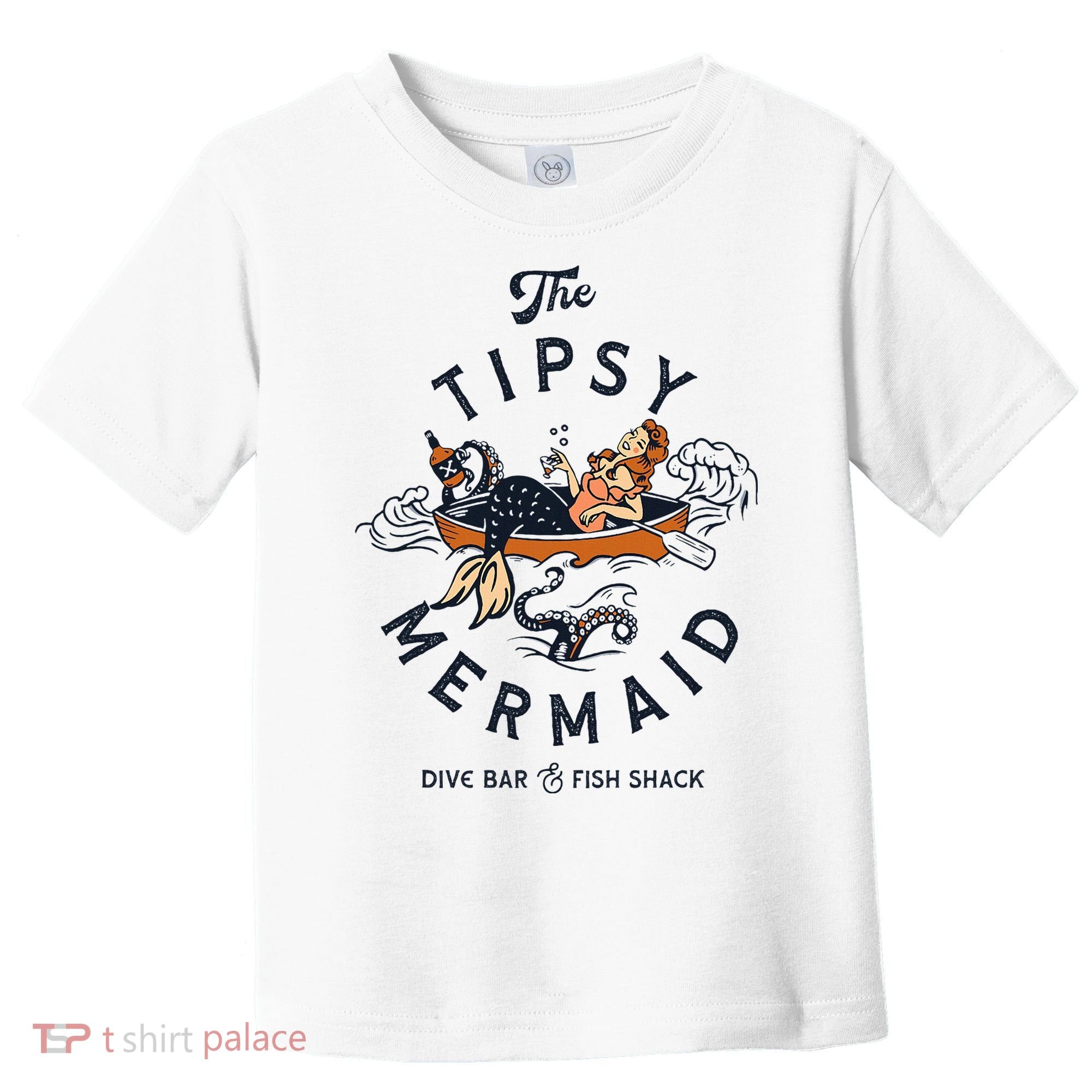 Tipsy Mermaid Dive Bar Cute Retro Pinup Toddler T-Shirt