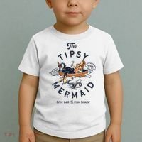Tipsy Mermaid Dive Bar Cute Retro Pinup Toddler T-Shirt thumb 2