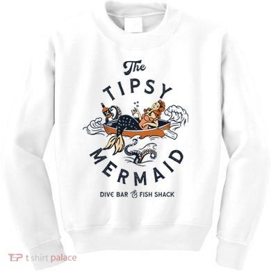 Tipsy Mermaid Dive Bar Cute Retro Pinup Kids Sweatshirt