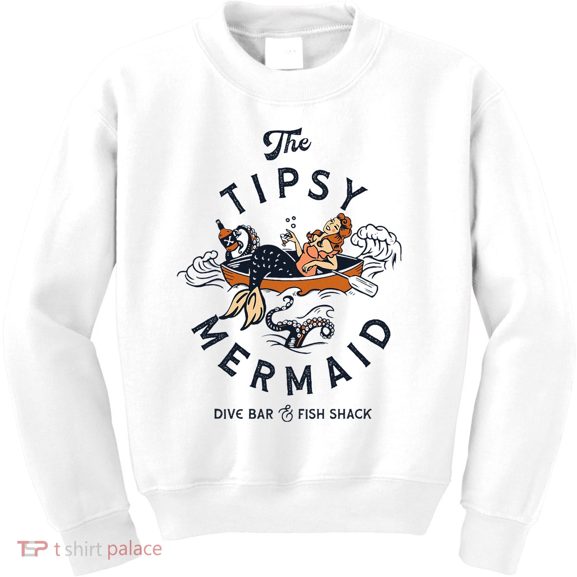 Tipsy Mermaid Dive Bar Cute Retro Pinup Kids Sweatshirt