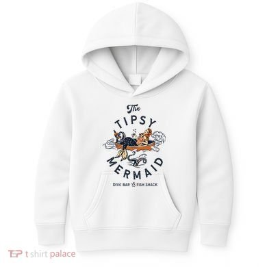 Tipsy Mermaid Dive Bar Cute Retro Pinup Kids Hoodie
