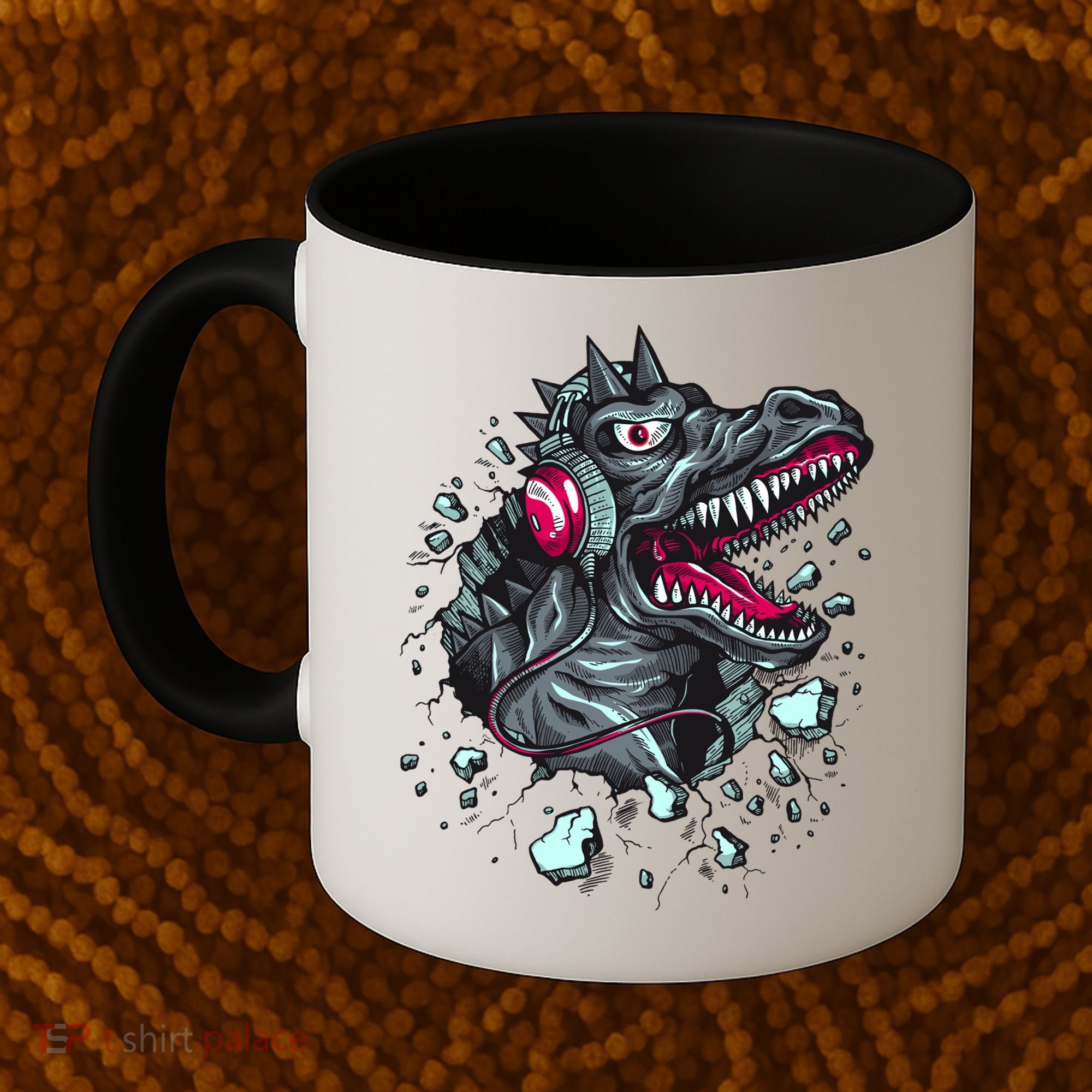Trex Monster DJ Headphone Breakthrough Coffee Mug