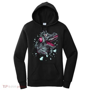Trex Monster DJ Headphone Breakthrough Women's Hoodie