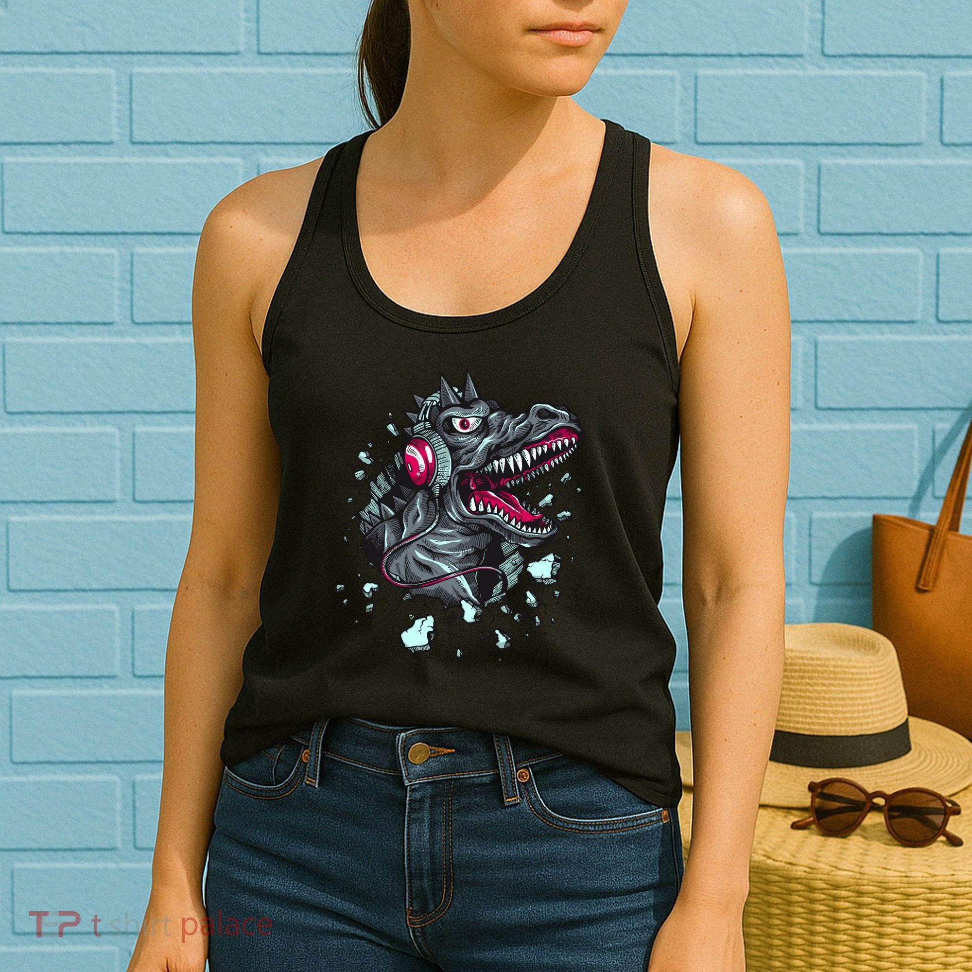 Trex Monster DJ Headphone Breakthrough Women's Tank Top