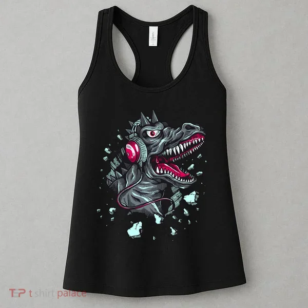 Trex Monster DJ Headphone Breakthrough Women's Tank Top