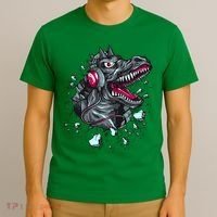 Trex Monster DJ Headphone Breakthrough T-Shirt thumb 3