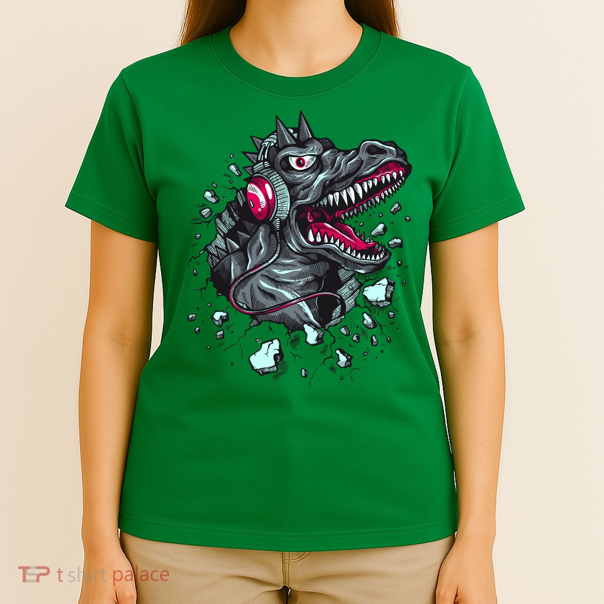 Trex Monster DJ Headphone Breakthrough T-Shirt