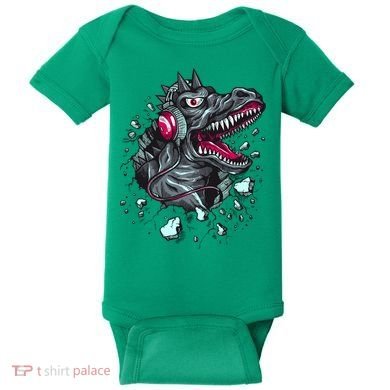 Trex Monster DJ Headphone Breakthrough Baby Bodysuit