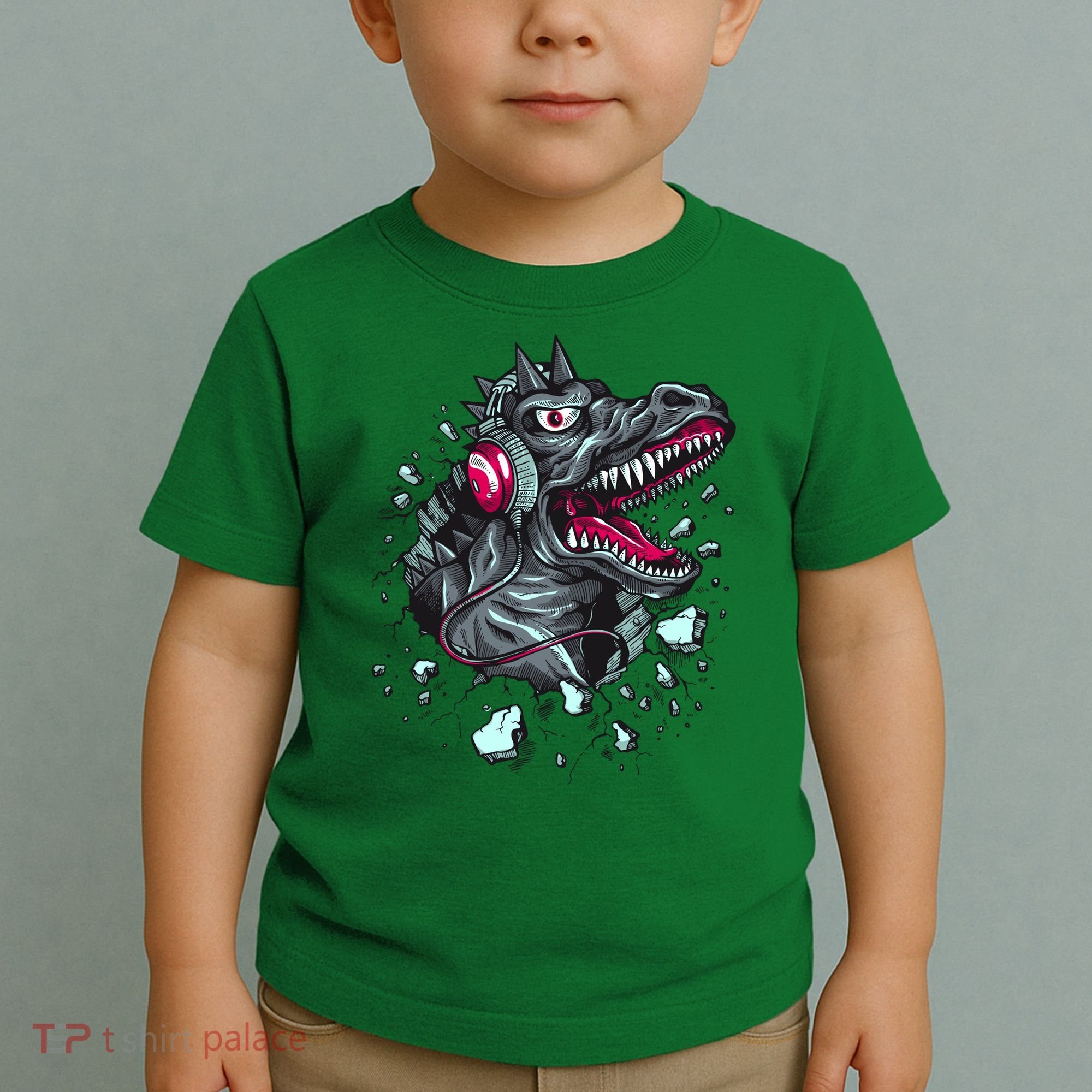 Trex Monster DJ Headphone Breakthrough Toddler T-Shirt