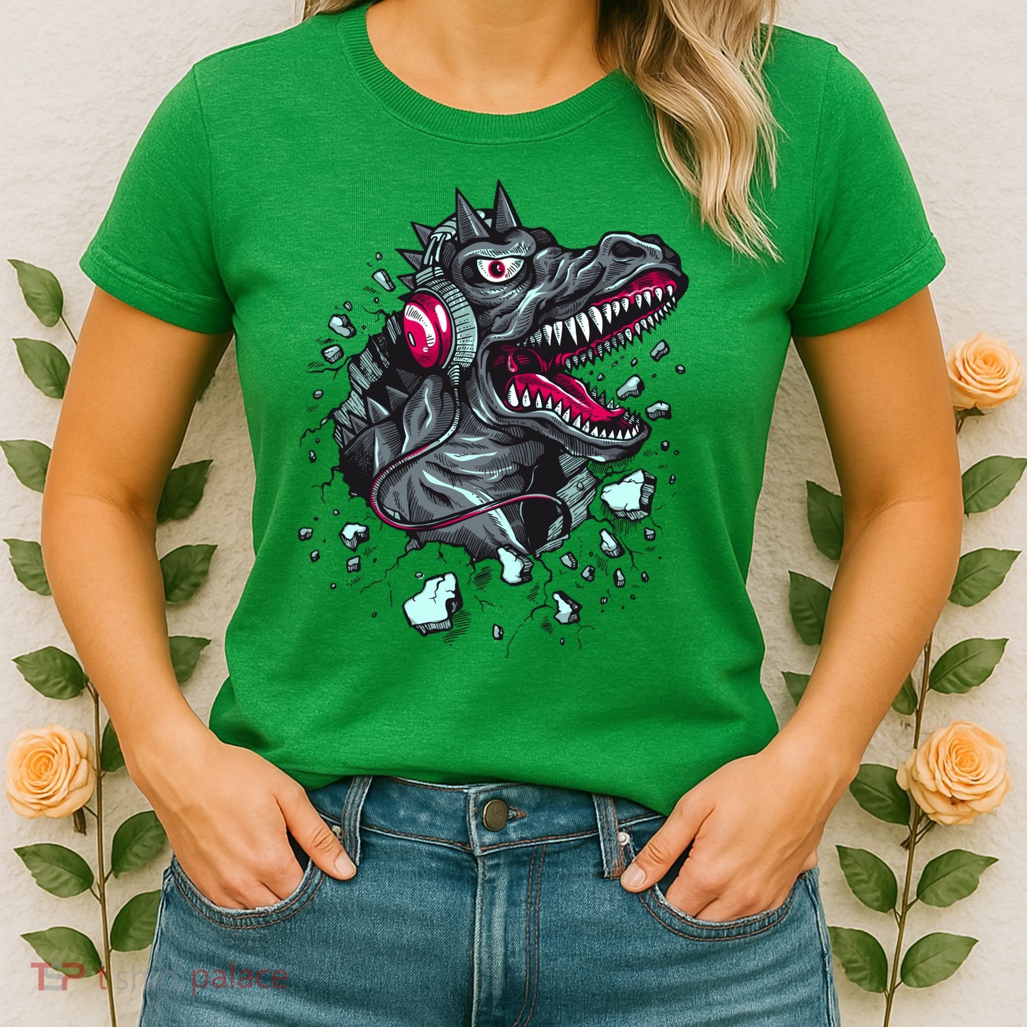 Trex Monster DJ Headphone Breakthrough Women's T-Shirt