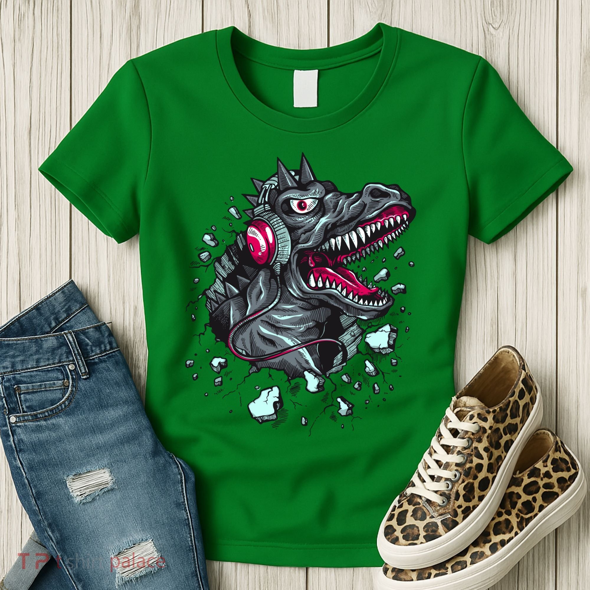 Trex Monster DJ Headphone Breakthrough Women's T-Shirt