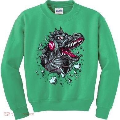 Trex Monster DJ Headphone Breakthrough Kids Sweatshirt