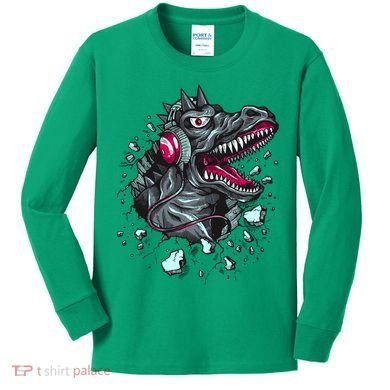 Trex Monster DJ Headphone Breakthrough Kids Long Sleeve Shirt