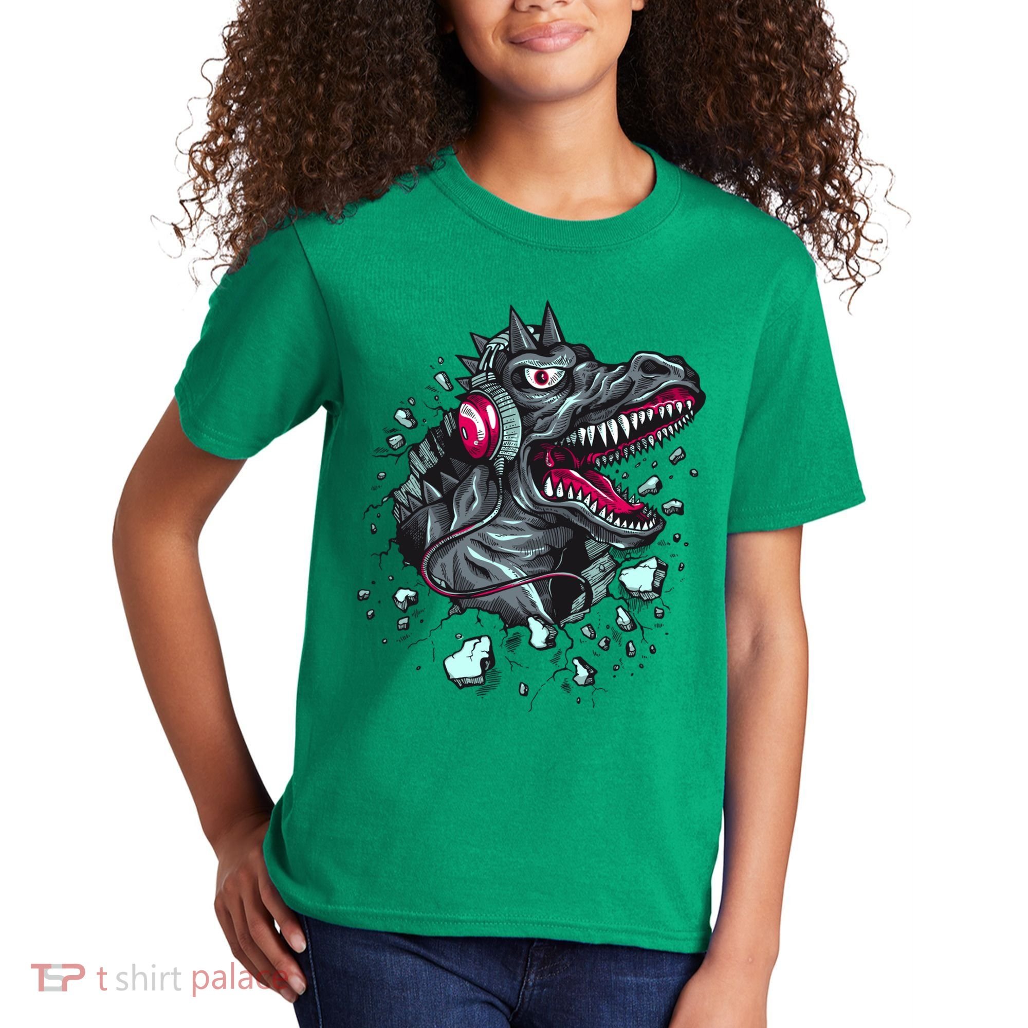 Trex Monster DJ Headphone Breakthrough Kids T-Shirt