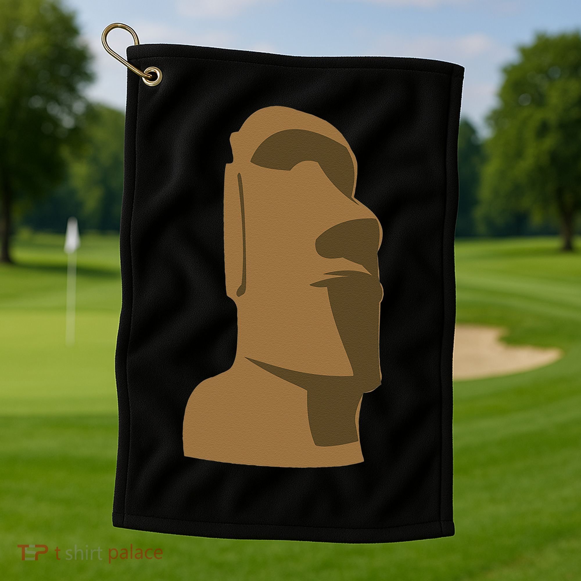 Tiki Moai Easter Island Hawaiian Luau Gift Golf Towel