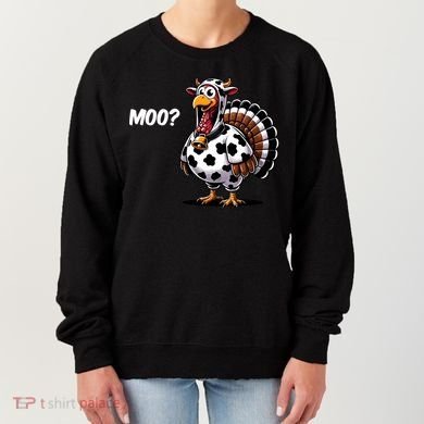 Turkey Moo Funny Cute Thanksgiving Cow Women's Sweatshirt