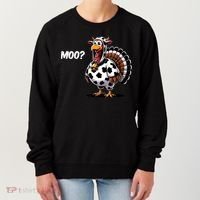 Turkey Moo Funny Cute Thanksgiving Cow Women's Sweatshirt thumb 0