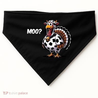 Turkey Moo Funny Cute Thanksgiving Cow USA-Made Doggie Bandana