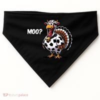 Turkey Moo Funny Cute Thanksgiving Cow USA-Made Doggie Bandana thumb 0