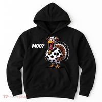 Turkey Moo Funny Cute Thanksgiving Cow Hoodie thumb 0