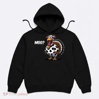Turkey Moo Funny Cute Thanksgiving Cow Hoodie thumb 0
