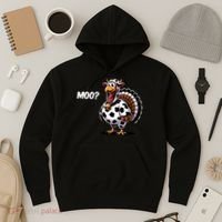 Turkey Moo Funny Cute Thanksgiving Cow Hoodie thumb 3