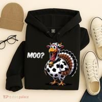 Turkey Moo Funny Cute Thanksgiving Cow Hoodie thumb 4