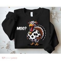 Turkey Moo Funny Cute Thanksgiving Cow Sweatshirt thumb 2