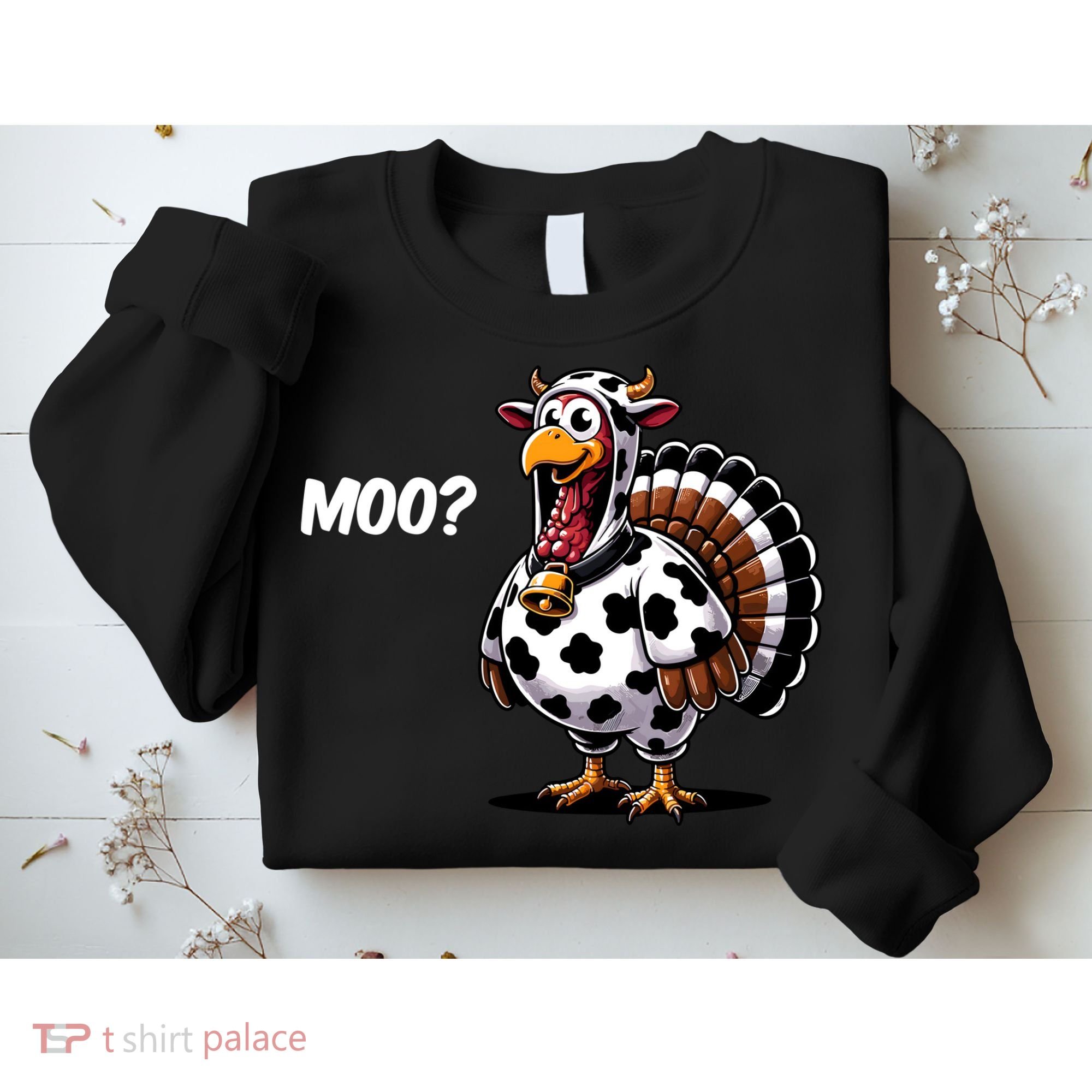 Turkey Moo Funny Cute Thanksgiving Cow Sweatshirt
