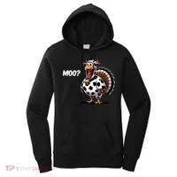 Turkey Moo Funny Cute Thanksgiving Cow Women's Hoodie thumb 0