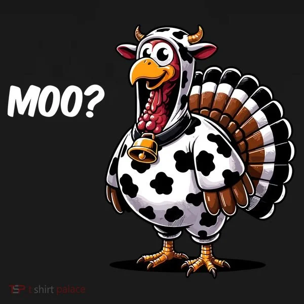 Turkey Moo Funny Cute Thanksgiving Cow Women's Hoodie
