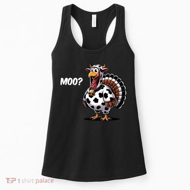 Turkey Moo Funny Cute Thanksgiving Cow Women's Tank Top