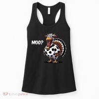 Turkey Moo Funny Cute Thanksgiving Cow Women's Tank Top thumb 0