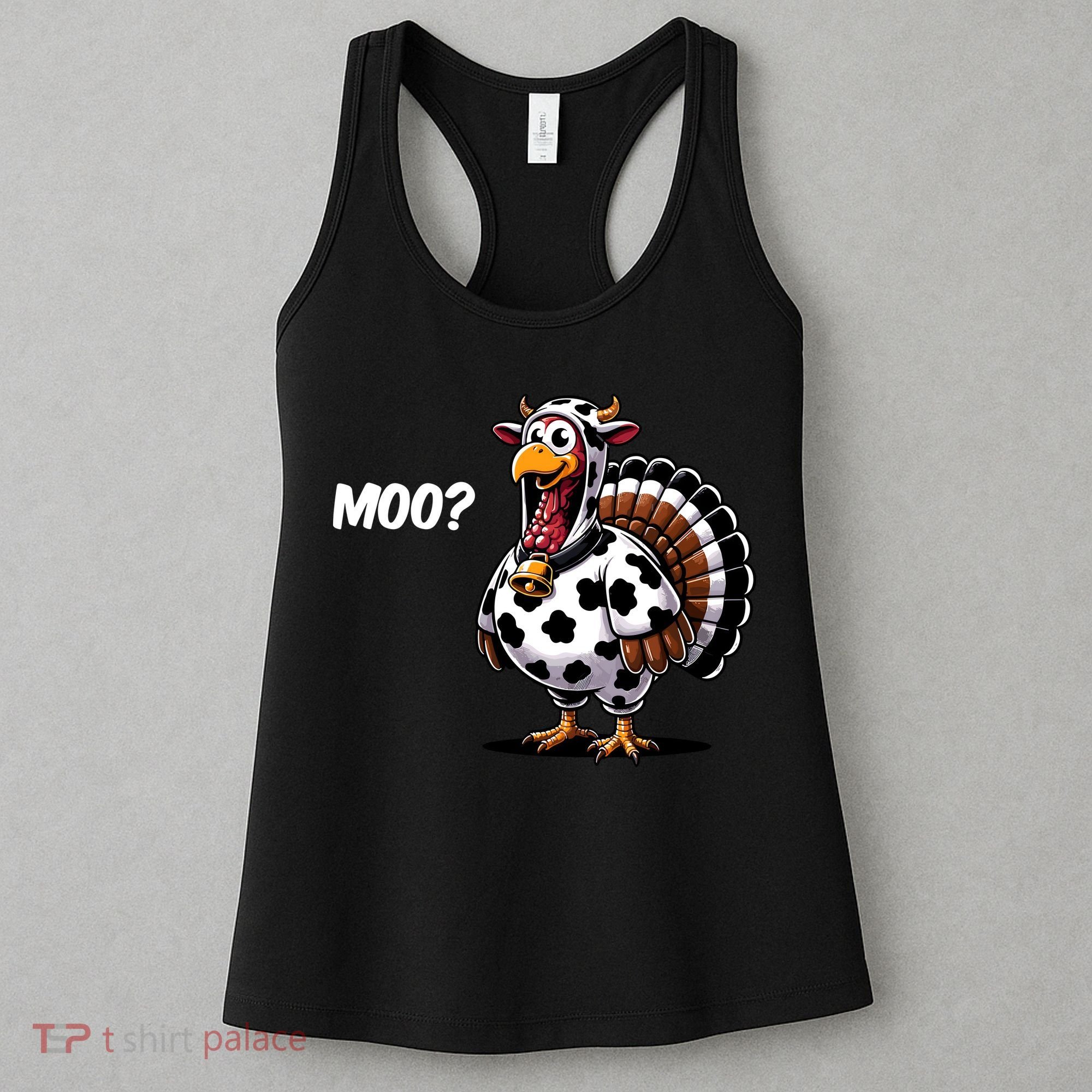 Turkey Moo Funny Cute Thanksgiving Cow Women's Tank Top
