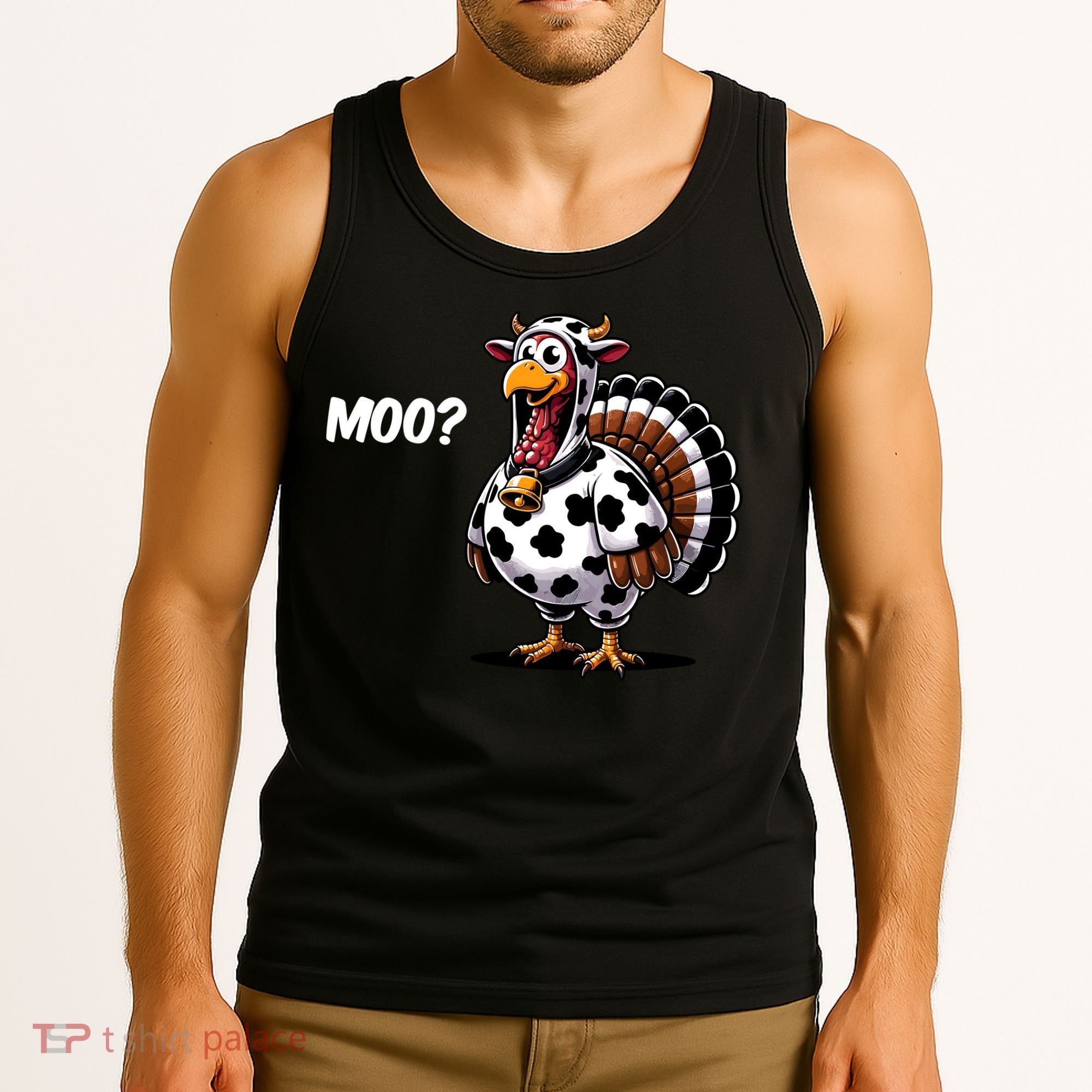 Turkey Moo Funny Cute Thanksgiving Cow Tank Top