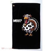 Turkey Moo Funny Cute Thanksgiving Cow Golf Towel thumb 0
