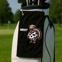 Turkey Moo Funny Cute Thanksgiving Cow Golf Towel thumb 2
