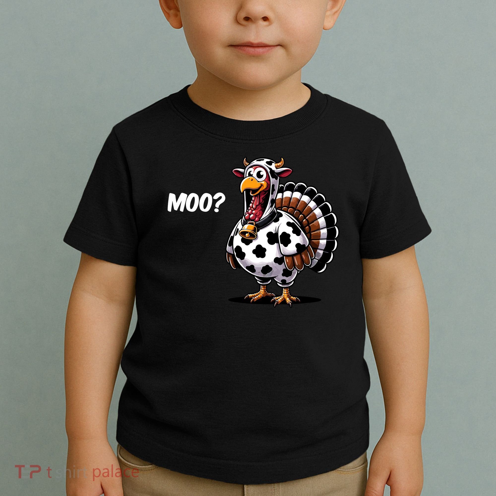 Turkey Moo Funny Cute Thanksgiving Cow Toddler T-Shirt
