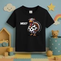 Turkey Moo Funny Cute Thanksgiving Cow Toddler T-Shirt thumb 3