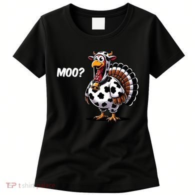 Turkey Moo Funny Cute Thanksgiving Cow Women's T-Shirt