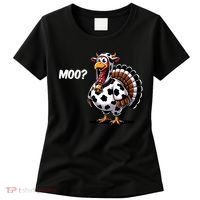 Turkey Moo Funny Cute Thanksgiving Cow Women's T-Shirt thumb 0
