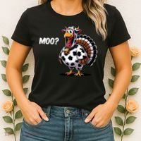 Turkey Moo Funny Cute Thanksgiving Cow Women's T-Shirt thumb 2