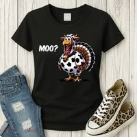 Turkey Moo Funny Cute Thanksgiving Cow Women's T-Shirt thumb 3