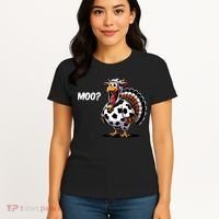 Turkey Moo Funny Cute Thanksgiving Cow Women's T-Shirt thumb 4