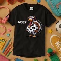 Turkey Moo Funny Cute Thanksgiving Cow Kids T-Shirt thumb 3