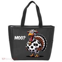 Turkey Moo Funny Cute Thanksgiving Cow Tote Bag thumb 0