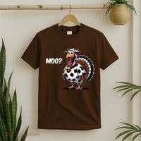 Turkey Moo Funny Cute Thanksgiving Cow T-Shirt thumb 2