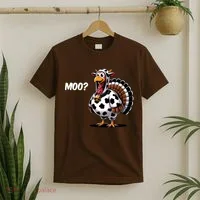 Turkey Moo Funny Cute Thanksgiving Cow T-Shirt thumb 2