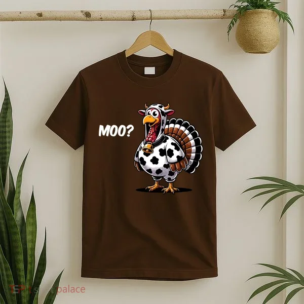 Turkey Moo Funny Cute Thanksgiving Cow T-Shirt