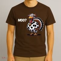 Turkey Moo Funny Cute Thanksgiving Cow T-Shirt thumb 3